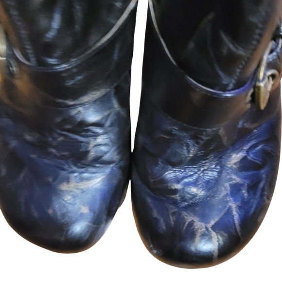 Gee WaWa Anthropologie Distressed Black & Gold Lava Ankle Boots Boho Steampunk - Picture 2 of 11